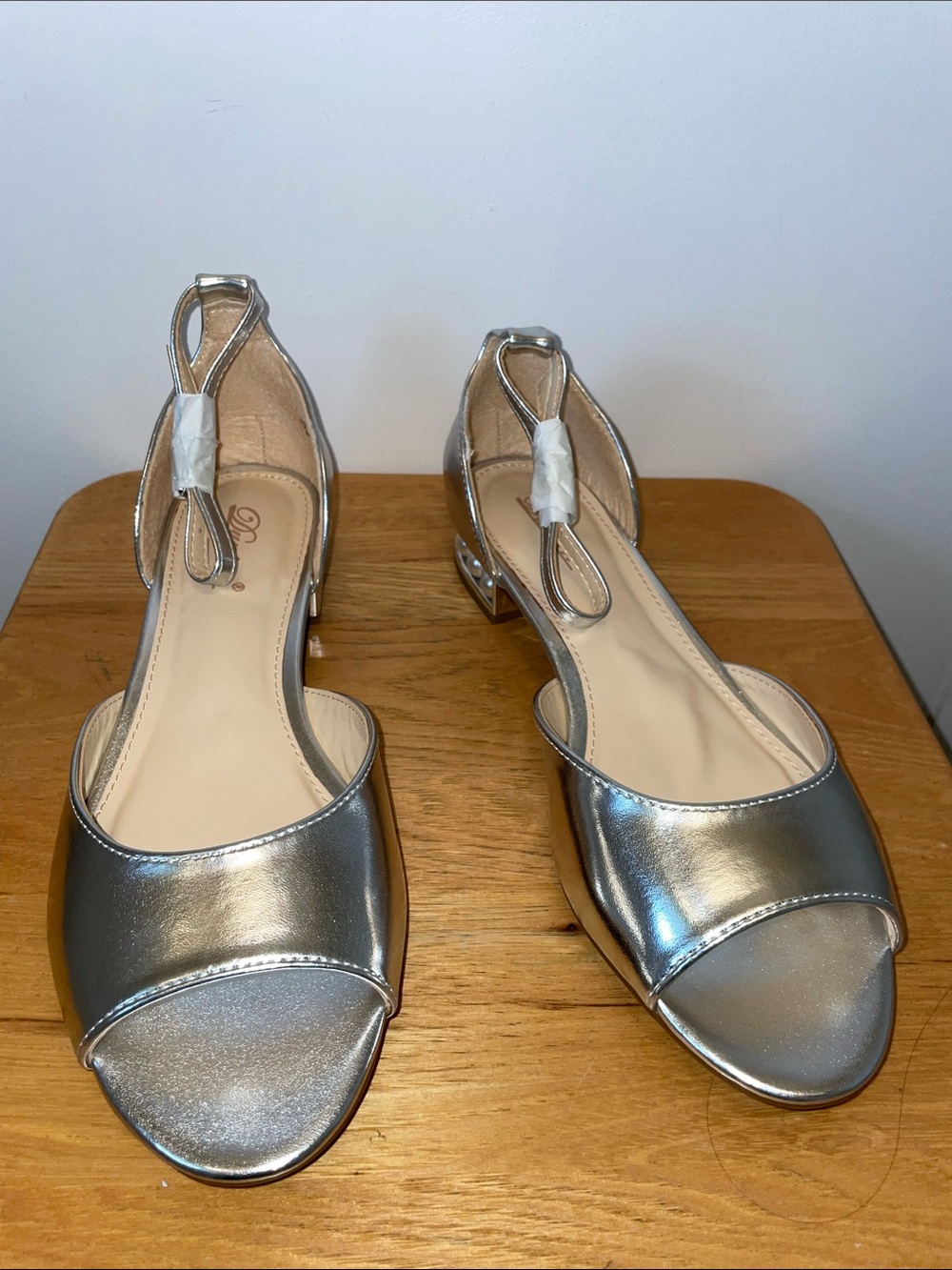 Metallic Silver Party Heels – Strappy Open-Toe Sandal, Size 8.5